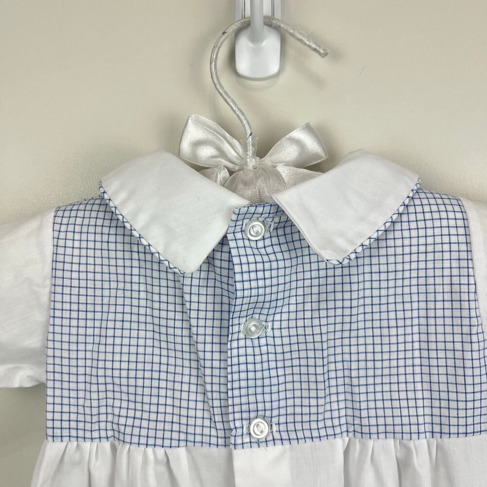 Vintage Alexis White Blue Bubble Romper Newborn - Picture 7 of 7